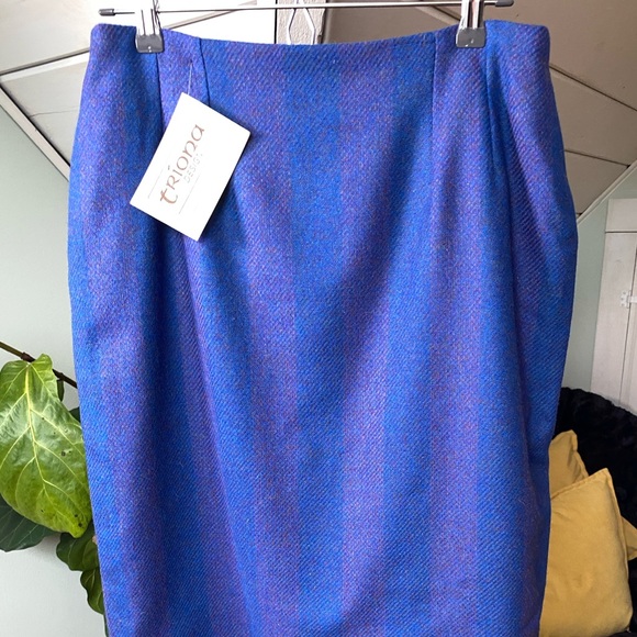NWT Triona Design Donegal Wool Tweed Pencil Skirt UK 18 Blue Purple - Picture 3 of 13